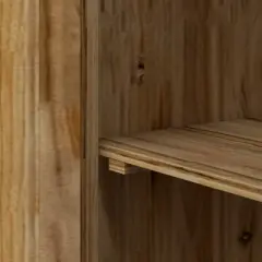 WELLFOR 74 gal Waterproof Wooden Deck Box Natural Wood