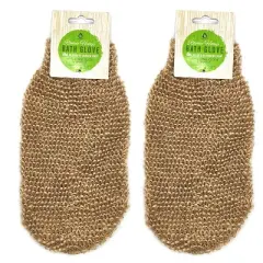 Pursonic Natural Sisal Fiber Hemp Bath Glove Cleaner Scrubber - 2 Pack