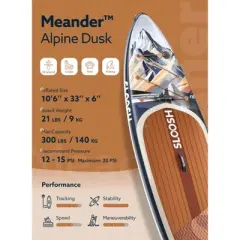 SLOOSH 10'6" Inflatable Stand Up Paddle Board with Premium Accessories, Non-Slip EVA Deck, Ultra-Light Carry Bag Pump, Meander SUP for Youth & Adults