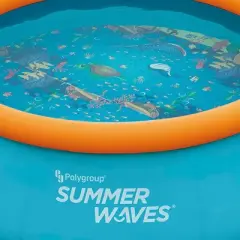 Summer Waves P1C008303 8 Foot Wide Quick Set Inflatable Top Ring Kiddie Swimming Pool with Deep Sea Ocean Life Graphics and 3D Goggles, Blue