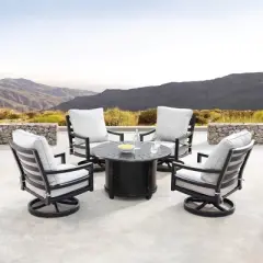 Oakland Living 5pc Swivel Rocking Aluminum Outdoor Dining Set Copper/Gray