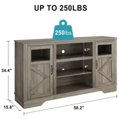 34'' Tall Farmhouse LED TV Stand,Entertainment Center with Storage,TV Media Console Table for TV Up to 65 Inch,TV Table