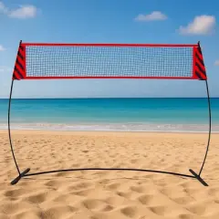 12FT Adjustable Volleyball Net for Backyard, Beach & Indoor, Portable Freestanding System with Quick-Setup & Fiberglass Poles