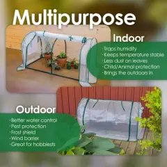 Garden Elements Indoor/Outdoor Metal Frame, Plastic Covered Cloche Round Tunnel Greenhouse with Mesh Vents, White, Mini, 47&rdquo;
