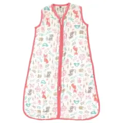 Hudson Baby Infant Girl Muslin Cotton Sleeveless Wearable Sleeping Bag, Sack, Blanket, Woodland Fox