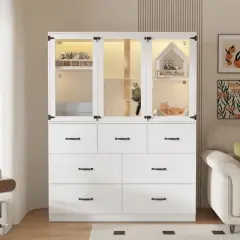 Famapy Multifunctional White Pet Furniture for Cats Built - in Climbing Shelf, Ideal for a Cozy and Tidy Home