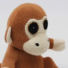 INFURNIC Baby and Toddler Learning Toys Handcrafted Cotton Knitted Monkey Plush Toy for Safe Sensory Development Fun, Apricot Brown, 10"*9"*1"