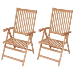 vidaXL Outdoor Recliner Chairs Patio Reclining Lounge Chair Solid Wood Teak - 2