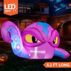 Joyfy 6.2 FT Halloween Inflatable Outdoor Decoration, Octopus Head with Tentacles Broke Out from Window Inflatable with LEDs for Window Yard Decor
