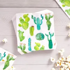Sparkle and Bash 100 Pack Succulent Cactus Paper Napkins for Fiesta Birthday Party (6.5 In)