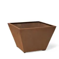 Corten Steel Tapered Square Planter 17in