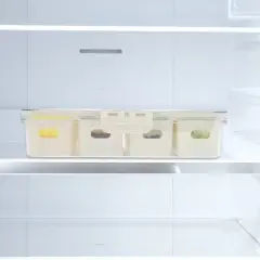 Unique Bargains Rectangle Drain Food Storage Containers 4 Compartment White Transparent 1 Set