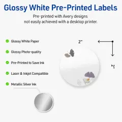 Avery Round Labels, Floral Design, 2" Diameter, 120ct