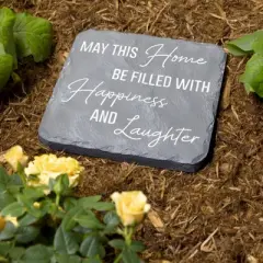 Pavilion Gift Company - Happiness & Laughter - 7.75" x 7.75" Garden Stone - Stepping Stones and Pathways