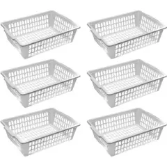 YBM Home White Plastic Paper Tray Basket,6-Pack