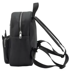 Hello Kitty Kuromi Mini Backpack Purse with Iconic Bow Charm Dangle, 10.5 Inches, Adjustable Straps, Faux Leather