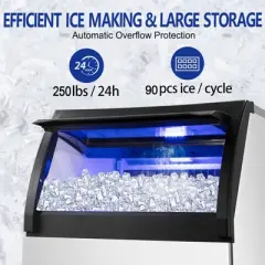 SOZT 24.4 in. Commercial Ice Maker 250 lb./24 H Stainless Steel Freestanding Ice Maker Machine with Full Cube Production