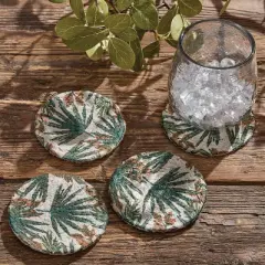 Park Designs Palm Frond Braided Tropical Green Coasters Set of 4
