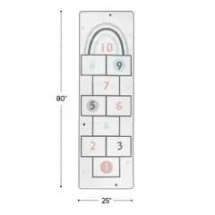 Hearthsong Retro Hopscotch and Marble 2-in-1 Game Rug with Bean Bags and Marbles