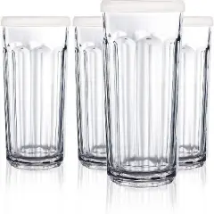 Luminarc Arc International Working Glass Storage Jar Cooler with White Lid, 21-Ounce, Set of 4