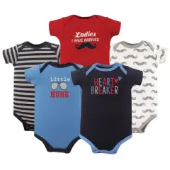 Luvable Friends Baby Boy Cotton Bodysuits 5pk, Hunk