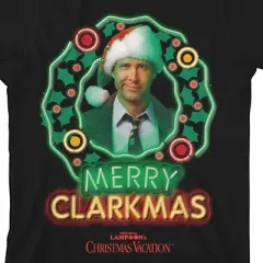 National Lampoon's Christmas Vacation "Merry Clarkmas" Neon Wreath Black Graphic Tee Toddler Boy to Youth Boy
