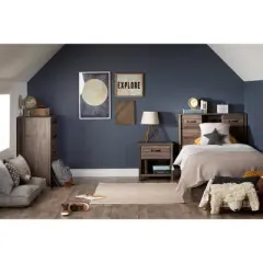Twin Ulysses Mates Bed with 3 Drawers Fall Oak - South Shore