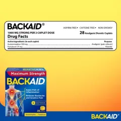 Back-Aid Max Acetaminophen 500mg Caplets, Aspirin-free Non-Drowsy, 28 Ct