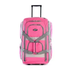 Olympia 8 Pocket U Shape Rolling Polyester Duffel Luggage Bag Suitcase with Push Button Hide Away Retractable Handle