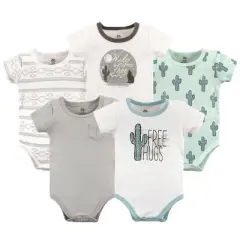 Yoga Sprout Baby Boy Cotton Bodysuits 5pk, Free Hugs