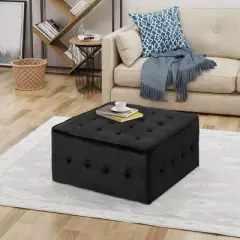 Judson Glam Tufted Velvet Ottoman Black - Christopher Knight Home