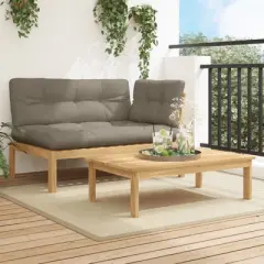 vidaXL - 2 Piece Patio Pallet Sofa Set with Cushions - Acacia Wood - Garden/Patio - Taupe - Modular - Outdoor Furniture Set