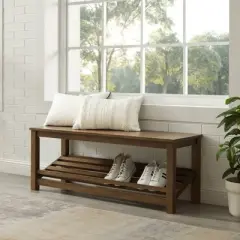 Modern Farmhouse Solid wood Shoe Storage Entry Bench Rustic Oak - Saracina Home