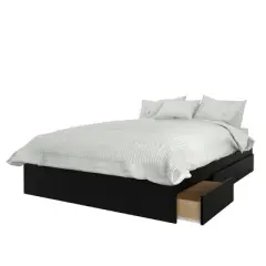 Sequoia 3 Drawer Storage Bed with Headboard Walnut/Black - Nexera