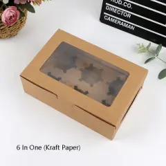25 Pcs 6-Cell Cupcake Boxes with Inserts - Window Muffin Packaging Box with Lid