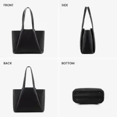 Laptop Tote 15 Inch Faux Leather Laptop Bag with Clutch, Large Capacity Office Purse Computer Briefcase