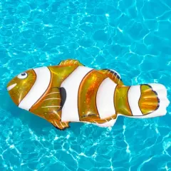 Swimline 72" Orange and White Clown Fish Swimming Pool Inflatable Raft