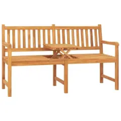 vidaXL 3-Seater Patio Bench with Table 59.1" Solid Teak Wood