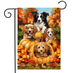Briarwood Lane Fall Garden Flag 12x18 For Outdoor Fall Pumpkin Puppies For Fall Garden Flag Flags For Outside