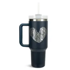 Elanze Designs Floral Vine Heart Life Full of Love 40 oz. Stainless Steel, Large Water Bottle Coffee Mug, Spill & Leak Resistant, Thermal Travel