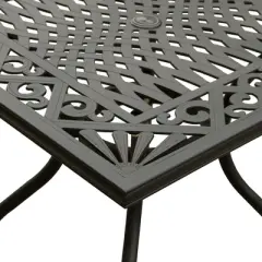37" Ornate Aluminum Square Patio Dining Table - Black - Oakland Living: UV & Weather-Resistant