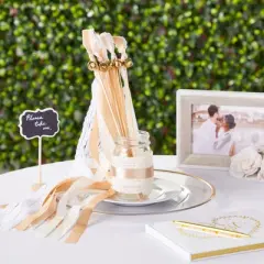 Sparkle and Bash 50 Pack Ivory Ribbon Wand with Bells, Streamers for Wedding Send Off, Party Favors, 24 in