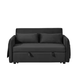 NicBex 55" Convertible Velvet Loveseat Sofa with 2 Detachable Arm Pockets, 2 Pillows and Adjustable Backrest for Living Room