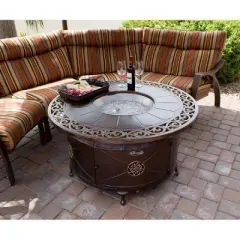Rectangular Aluminum Outdoor Propane Fire Pit with Scroll Design - AZ Patio Heaters