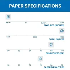 Hammermill Premium 8.5" x 11" Laser Paper &nbsp;28 lbs. 98 Brightness 8 Reams/Carton (125534CT)