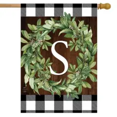Wreath Monogram S Double-Sided House Flag Everyday 28" x 40" Briarwood Lane