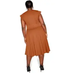 Women's Plus Size Frill Shoulder Dress - ginger | CITY CHIC