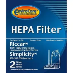 Riccar Immaculate and Impeccable RF17, 1800 + 1700 and Simplicity S30, S36, S38 Canisters HEPA Vacuum Cleaner Filter