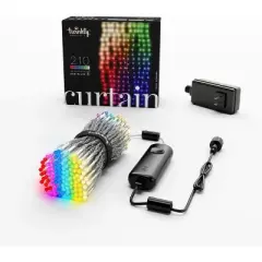 Twinkly Curtain App-Controlled LED Christmas Lights with 210 RGB+W (16 Million Colors + Warm White) LEDs. 5 by 7 feet. Clear Wire