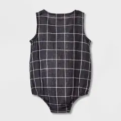 Baby Striped Gauze Tank Henley Romper - Cat & Jack&trade; Gray